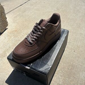 Brown Supreme air force 1s